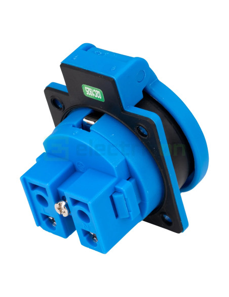 Priza Shucko, 16A, 250V, IP54, albastru, tip F, capac rotund, cu etanșare , Schrack, YY794316