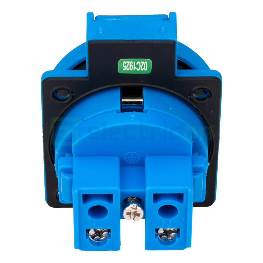 Priza Shucko, 16A, 250V, IP54, albastru, tip F, capac rotund, cu etanșare , Schrack, YY794316