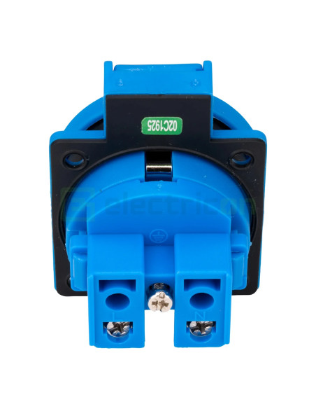 Priza Shucko, 16A, 250V, IP54, albastru, tip F, capac rotund, cu etanșare , Schrack, YY794316
