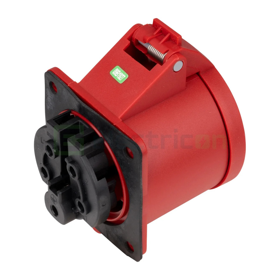 Priza industriala, CEE fix, 5 poli, 32A, 400V, IP44, cu garnitură. montaj pe panou, dreaptă, Schrack, YY794532