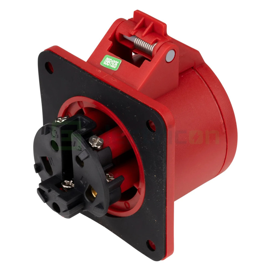 Priza industriala, CEE fix, 5 poli, 16A, 400V, IP44, cu garnitură. montaj pe panou, dreaptă, Schrack, YY794516