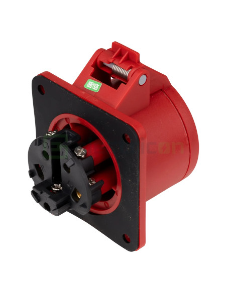 Priza industriala, CEE fix, 5 poli, 16A, 400V, IP44, cu garnitură. montaj pe panou, dreaptă, Schrack, YY794516