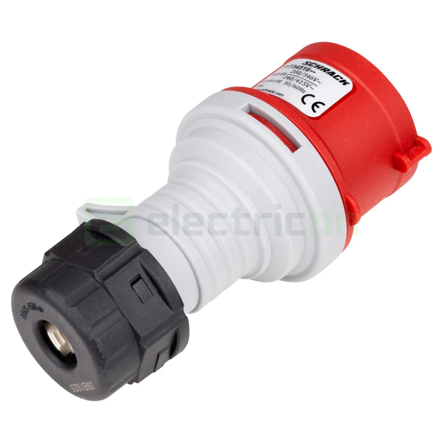 Fișă industriala, CEE fix, 5 poli, 16A, 400V, IP44, cu inversarea fazelor, Schrack, YY734516