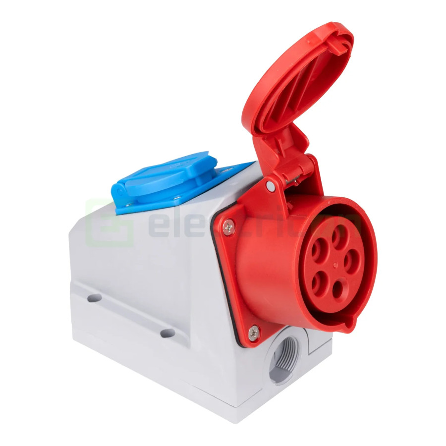 Priza industriala, CEE combinat, 5 poli, 16A, 400V, IP44, precablat, Schrack, YY774516