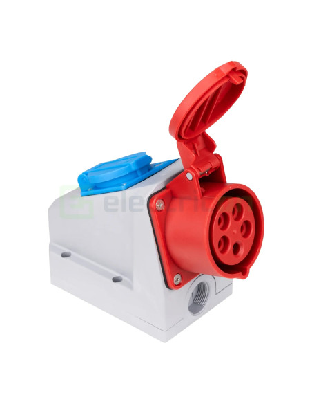 Priza industriala, CEE combinat, 5 poli, 16A, 400V, IP44, precablat, Schrack, YY774516