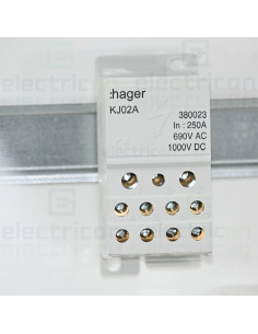 Bloc distribuție 95mm² Bloc distribuție terminal, 1P, 250A, 1x95mm²+2x35mm²+5x16mm²+4x10 mm² lățime 45mm, Hager,  KJ02A – montaj 2