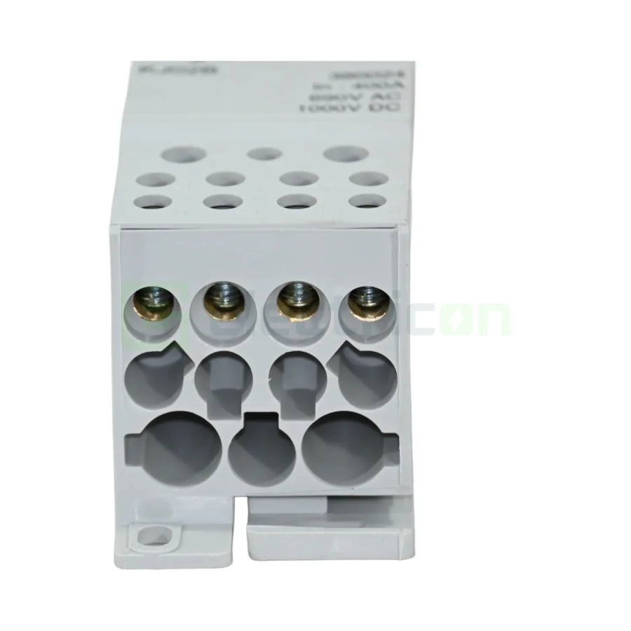 Bloc distribuție 185mm² Bloc distribuție terminal, 1P, 400A, 1x185mm²+2x35mm²+5x16mm²+4x1,5-10 mm² lățime 45mm, Hager,  KJ02B – 
