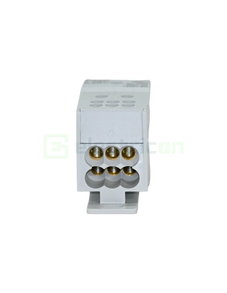 Bloc distribuție 70mm² Bloc distribuție terminal, 1P, 160A, 1x70mm²+6x16mm² + 1 bară colectoare 16x5mm, lățime 35mm, Hager, KJ02