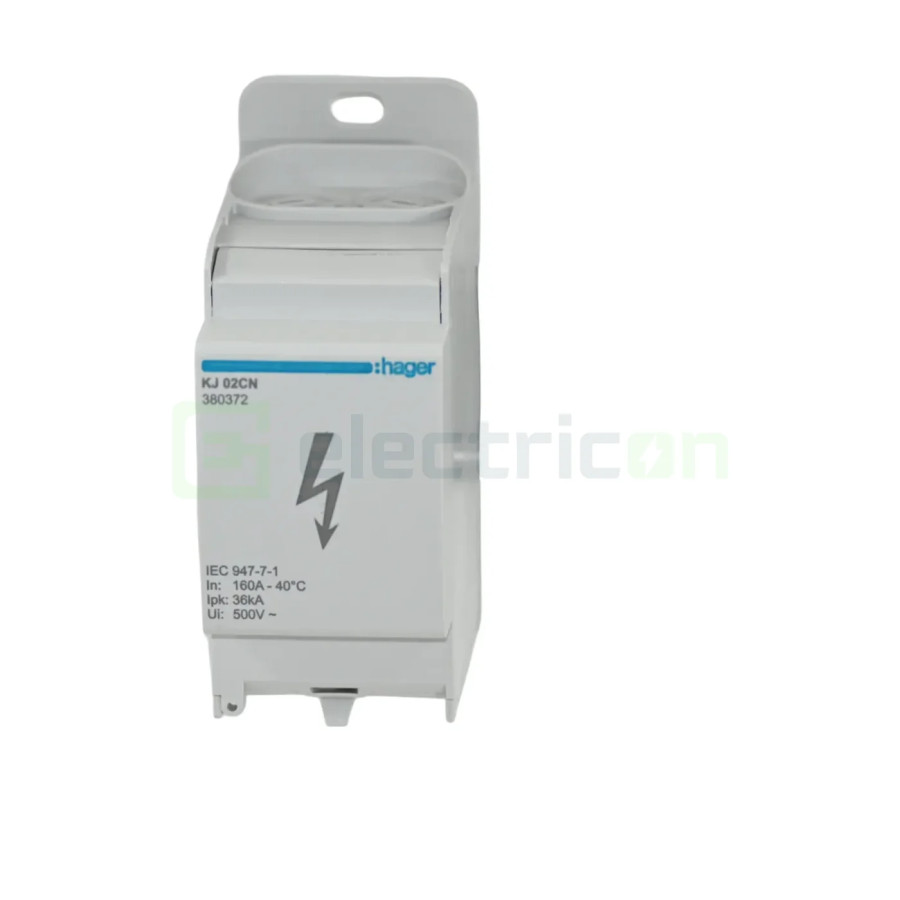 Bloc distribuție 70mm² Bloc distribuție terminal, 1P, 160A, 2x70mm²+3x25mm²+8x16mm², 36 mm lățime, Hager, KJ02CN – montaj rapid 