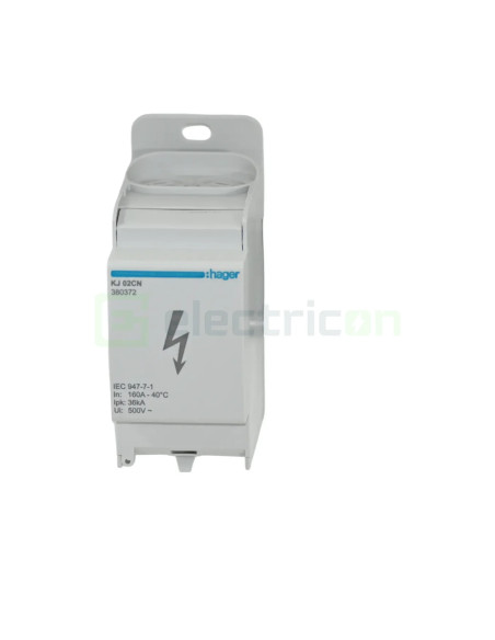 Bloc distribuție 70mm² Bloc distribuție terminal, 1P, 160A, 2x70mm²+3x25mm²+8x16mm², 36 mm lățime, Hager, KJ02CN – montaj rapid 