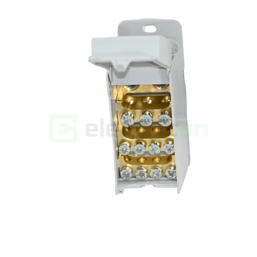 Bloc distribuție 70mm² Bloc distribuție terminal, 1P, 160A, 2x70mm²+3x25mm²+8x16mm², 36 mm lățime, Hager, KJ02CN – montaj rapid 