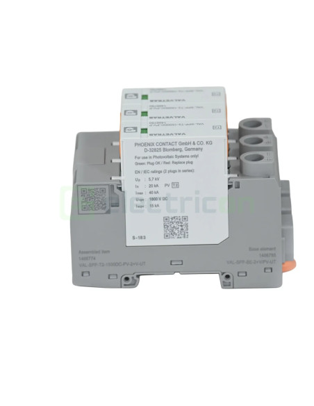 Descarcator la supratensiune T2, 1500VDC, 3P, VAL-SPP-T2-1500DC-PV-2+V-UT, Phoenix Contact, 1466774