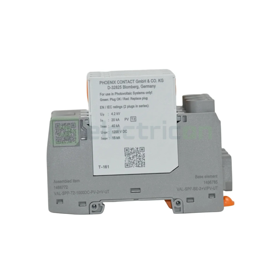 Descarcator la supratensiune T2, 1000VDC, 3P, VAL-SPP-T2-1000DC-PV-2+V-UT, Phoenix Contact, 1466772