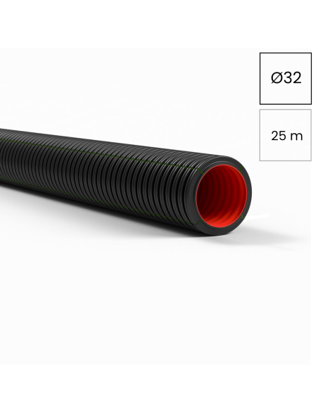 Copex tub flexibil Kouvidis DUROFLEX PLUS ISR 32mm 750N UV negru-verde telecomunicații rola 25m 2051032