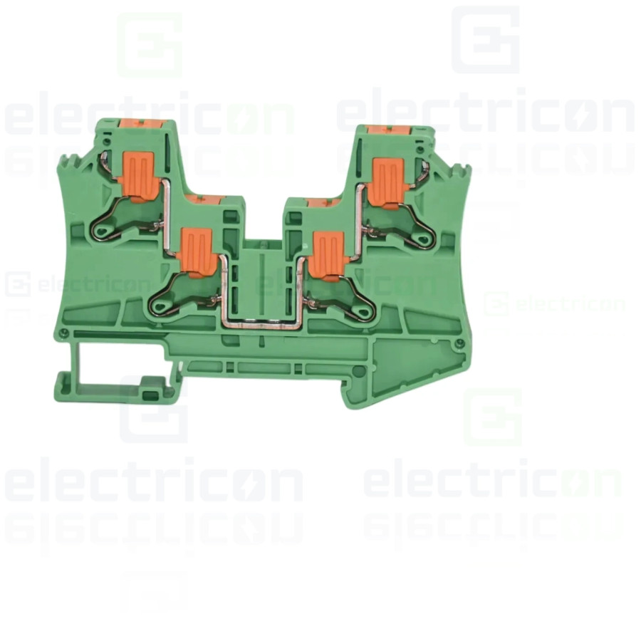 Clemă de derivație 6 mm² Clemă șir de trecere, 2 conexiuni, 6 mm², verde, PTV 6 GREEN, Phoenix Contact, 1291930 – montaj rapid ș