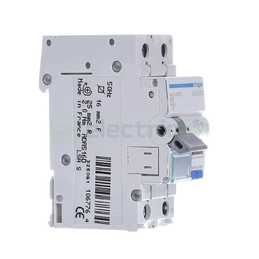 Disjunctor RCBO 16A 30mA Hager 1P+N