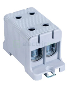 Clemă de derivație Clema de derivație, 2P, montaj pe sina, 95 mmp, gri, Tracon Electric, FLEAL-95/2 – montaj rapid și sigur în a