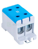 Clemă de derivație Cu-Al 2P 4 conexiuni (2x(1x95mm² + 1x95mm²)) montaj pe șină DIN albastru FLEAL - Tracon Electric FLEAL-95/2K