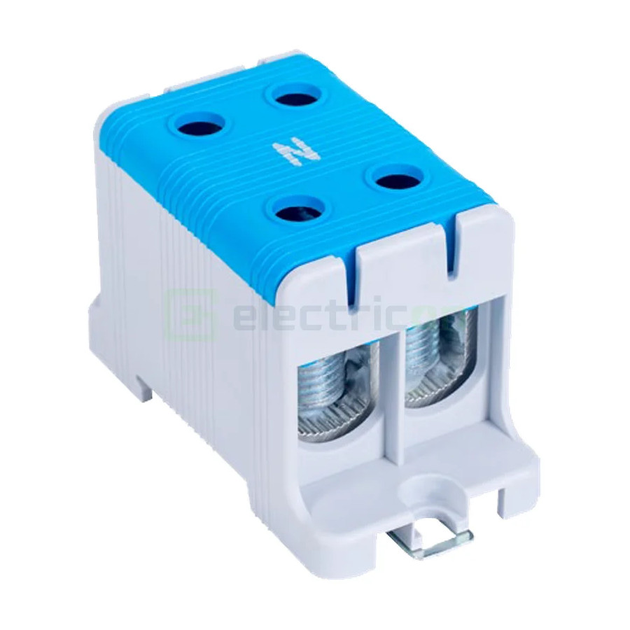 Clemă de derivație Clema de derivație, 2P, montaj pe sina, 95 mmp, albastru, Tracon Electric, FLEAL-95/2K – montaj rapid și sigu
