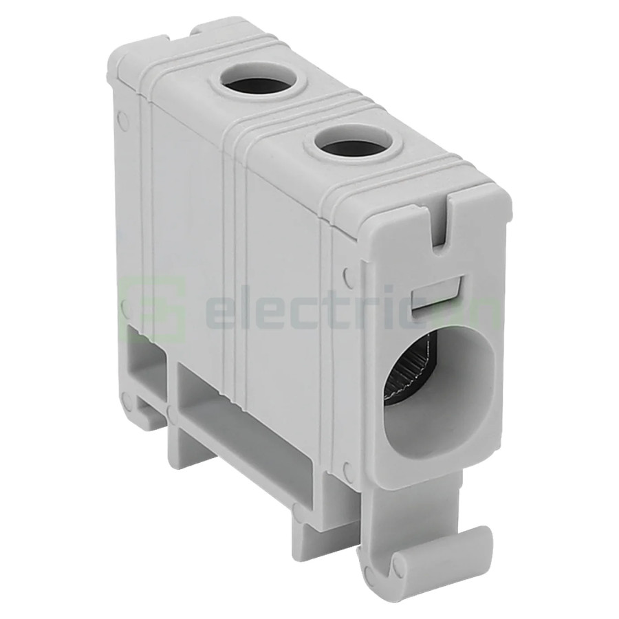 Clemă de derivație 35 mm² Clema de derivatie, fixare pe sina, gri, 2.5-35 mm², max 135A, Tracon Electric, FLEAL-35/1 – montaj ra