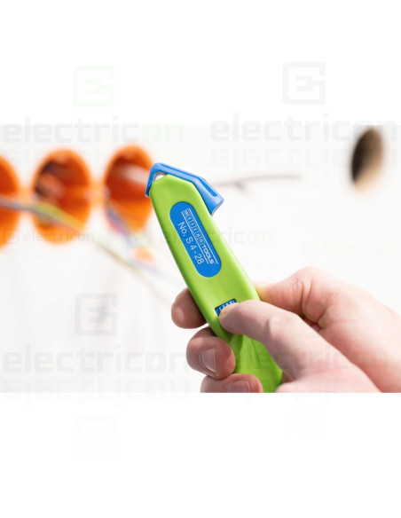 Cutit de dezizolat, S 4 - 28, cu lama tip carlig retractabila, Ø 4 - 28mm, Verde