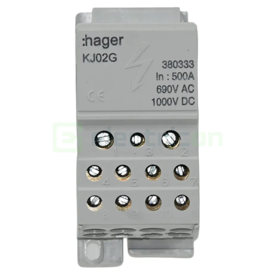 Bloc distribuție 35mm² Bloc distributie terminal, 1P, 500A, 2x35mm² + 5x16mm² + 4x10mm² + bara colectoare din cupru de 24x6mm, l