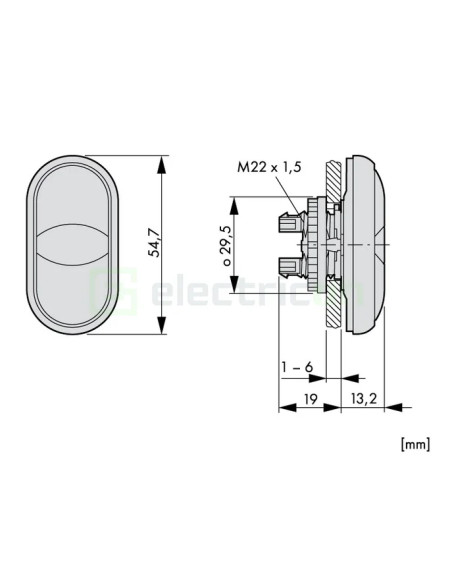 Buton comanda dublu, luminos 1/0, verde/rosu, Schrack, MM216700