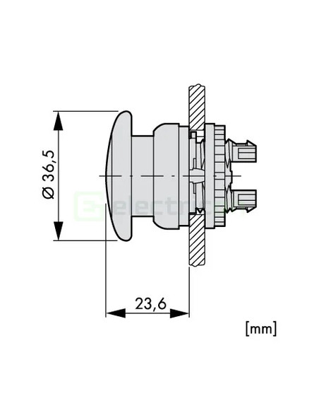 Buton comanda, tip ciuperca, cu revenire, plat, rosu, Schrack, MM216714