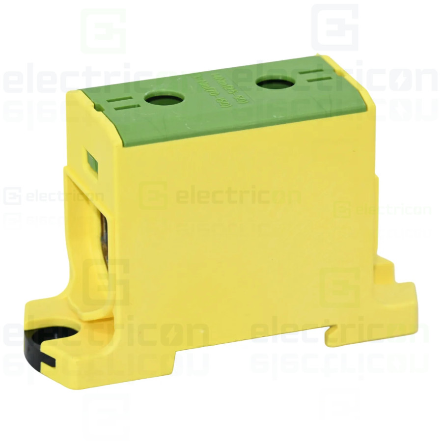 Clemă de derivație Clema de derivatie, 1P, fixare pe sina, 150mmp, galben/verde, Morek, MAA1150Y10 – montaj rapid și sigur în ap