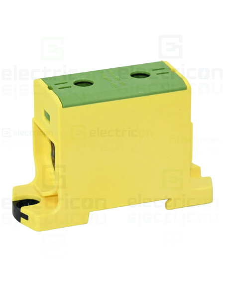 Clemă de derivație Clema de derivatie, 1P, fixare pe sina, 150mmp, galben/verde, Morek, MAA1150Y10 – montaj rapid și sigur în ap