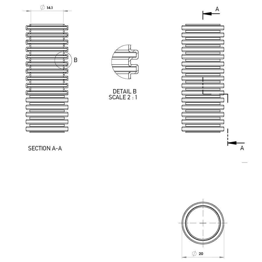 copex tub corugat flexibil Kouvidis SIFLEX IAS 20mm 320N gri 100m 2003920