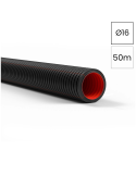 Copex - tub riflat - PVC Ø16 mm - 50 metri - 750N - negru ignifug - Kouvidis - Duroflex Plus ISR - 2050016