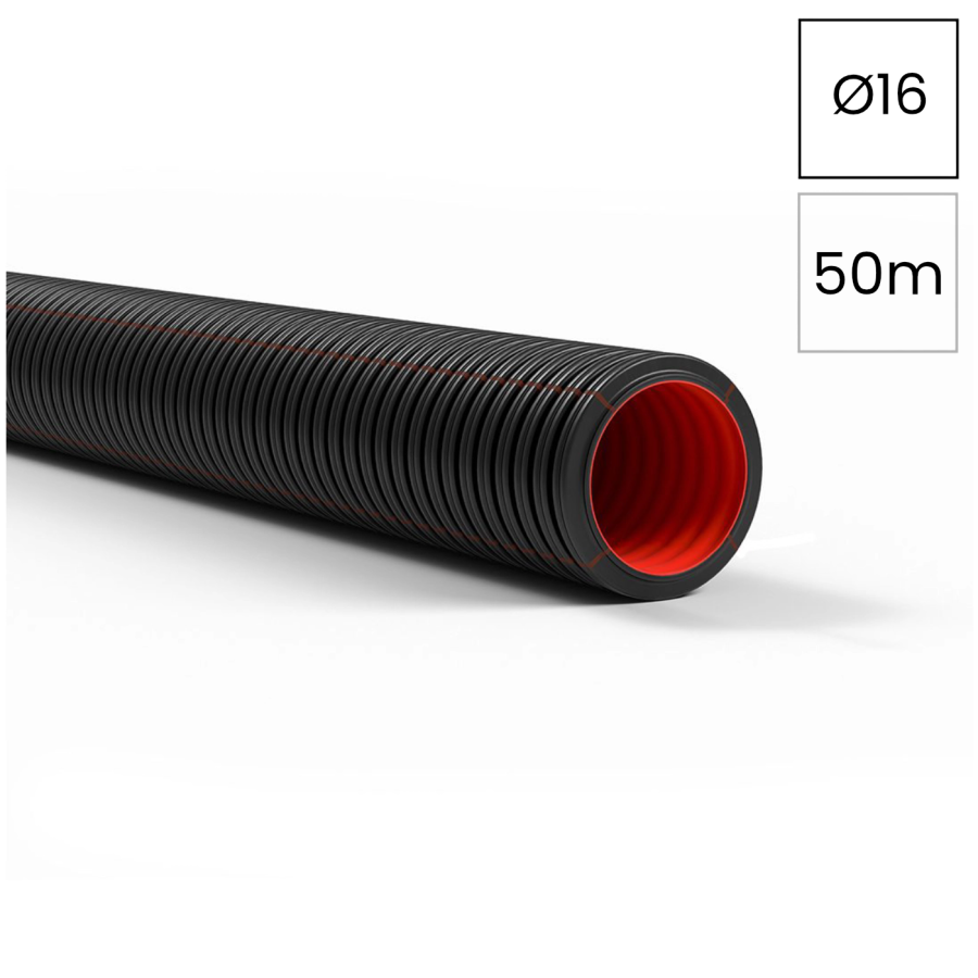 Copex tub protecție flexibil Kouvidis Duroflex Plus ISR 16mm 750N negru electric rola 50m 2050016