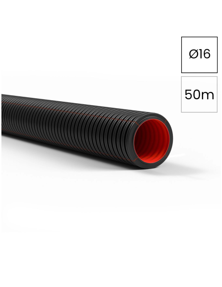 Copex tub protecție flexibil Kouvidis Duroflex Plus ISR 16mm 750N negru electric rola 50m 2050016