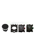 Pachet contact auxiliar cu buton de comanda, 1ND+1NI, buton cu revenire ciuperca, negru, Schrack