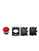 Pachet contact auxiliar cu buton de comanda, 1NI+1ND, buton cu revenire ciuperca, rosu, Schrack