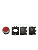 Pachet contact auxiliar cu buton de comanda, 1ND+NI, buton cu revenire, plat, rosu, Schrack