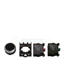 Pachet contact auxiliar cu buton de comanda, 1NI+ND, buton cu revenire, plat, negru, Schrack