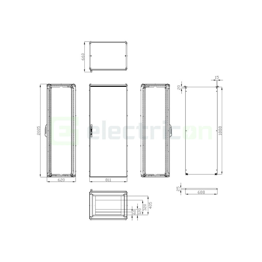 Dulap IP55 2000×800×600 Schrack – placă montaj inclusă