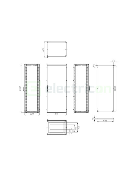 Dulap IP55 2000×800×600 Schrack – placă montaj inclusă