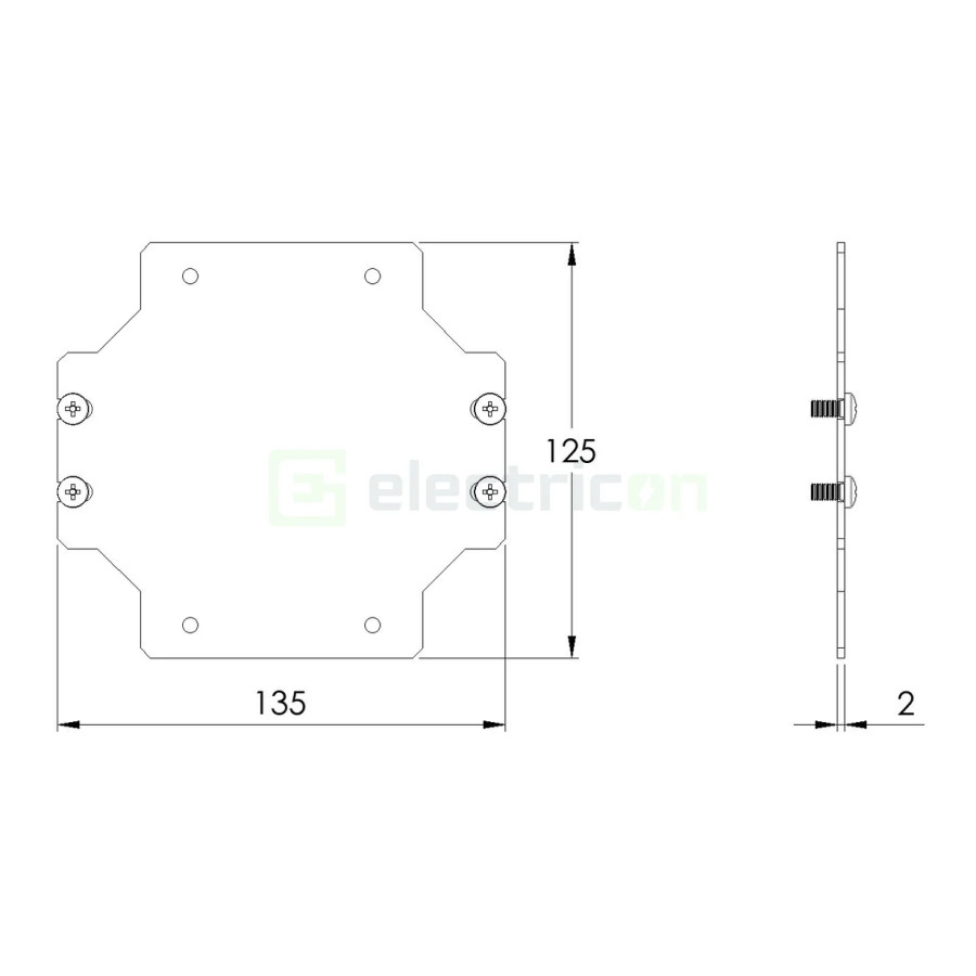 Placă montaj 150×150 mm Schrack – pentru cutii WKA1515