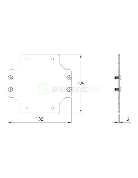 Placă montaj 150×150 mm Schrack – pentru cutii WKA1515