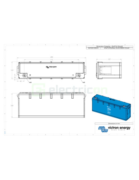 LiFePO4 Battery 25,6V 200Ah - Smart