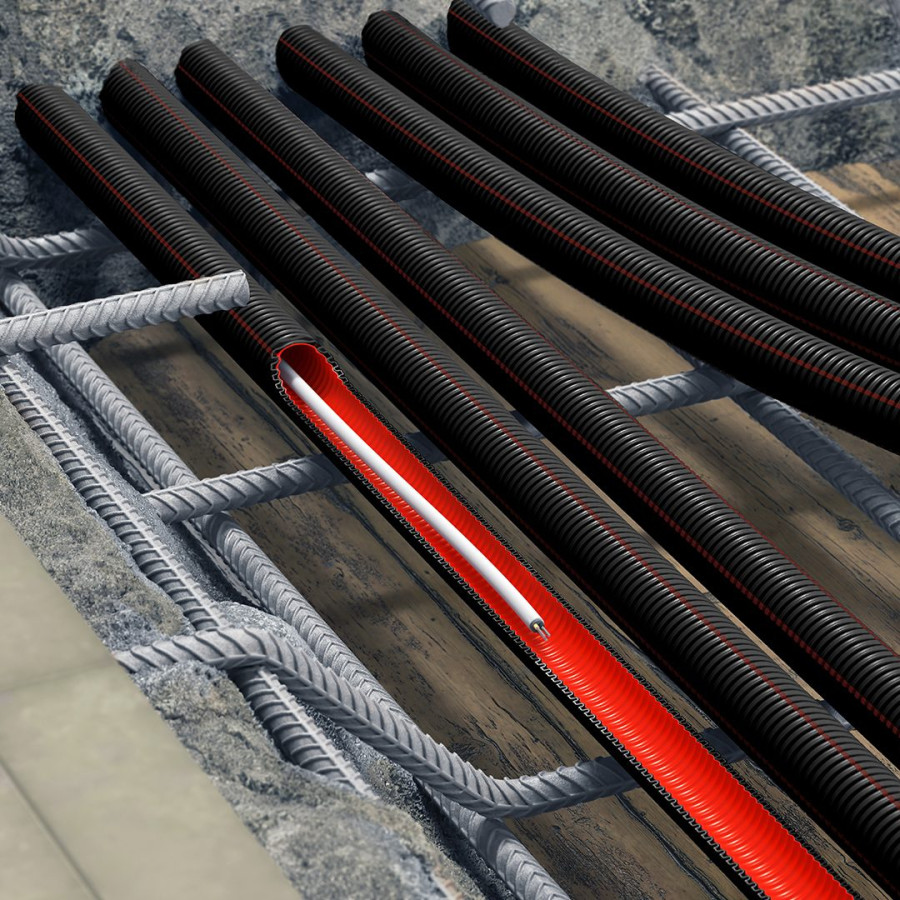 Copex tub flexibil pliabil Kouvidis DUROFLEX PLUS ISR Ø20mm 750N negru-verde 50m 2051020