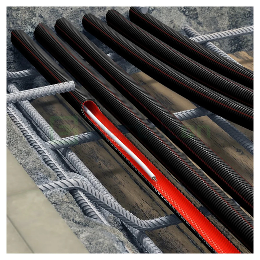 Copex tub flexibil pliabil Kouvidis DUROFLEX PLUS ISR Ø16mm 750N negru-verde 50m 2051016