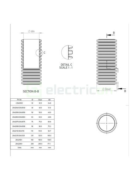 Tub gofrat cu fir Kouvidis Geonflex ISR Ø50mm 25m EMC negru-rosu 2042050