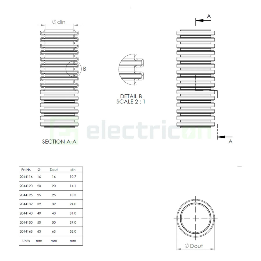 Copex tub flexibil Kouvidis MEDIFLEX AM Ø25mm 750N alb antimicrobian 25m 2044125