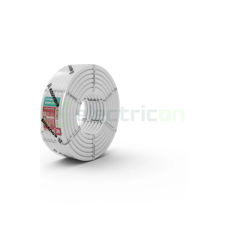 Copex tub flexibil Kouvidis MEDIFLEX AM Ø20mm 750N alb antimicrobian 50m 2044120