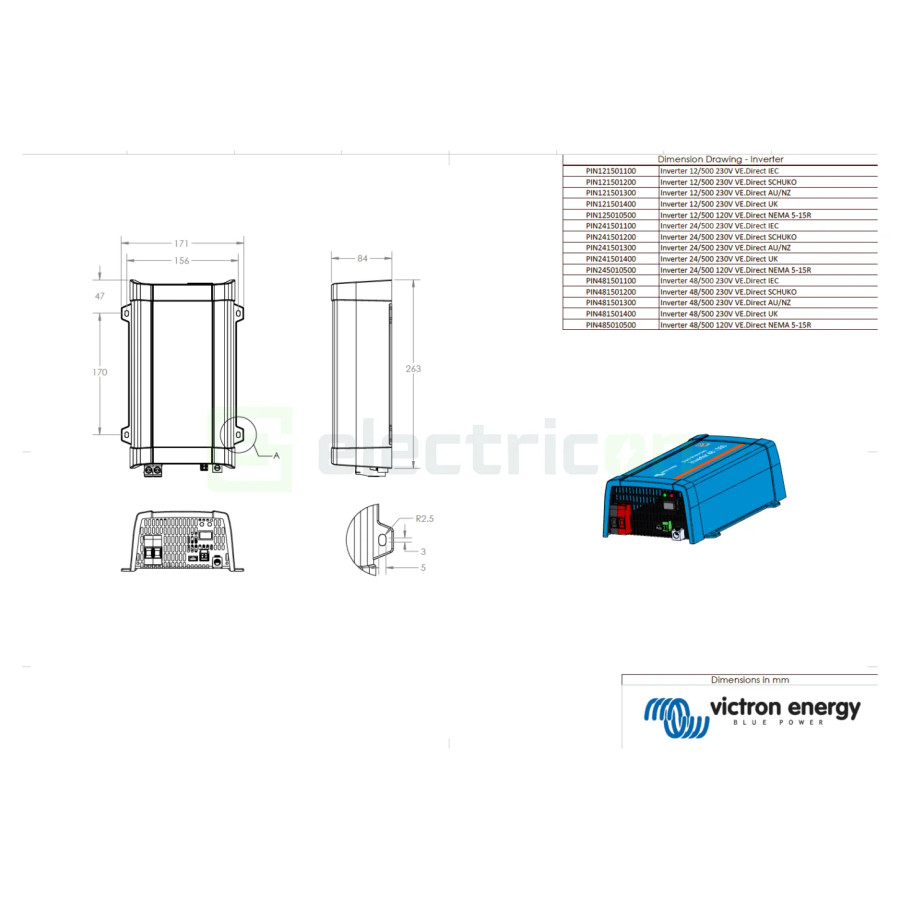 Invertor Inverter 48V 500VA Phoenix 48 500 VE.Direct Schuko