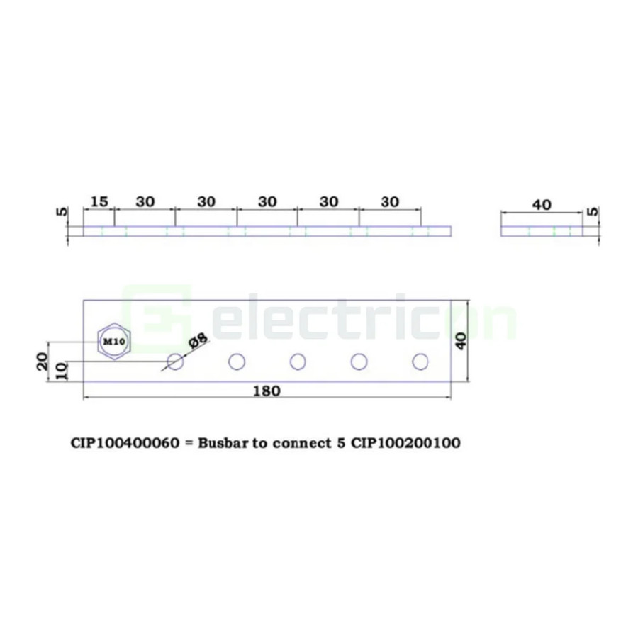 Victrom Energy Busbar to connect 5 CIP100200100 (500 A)